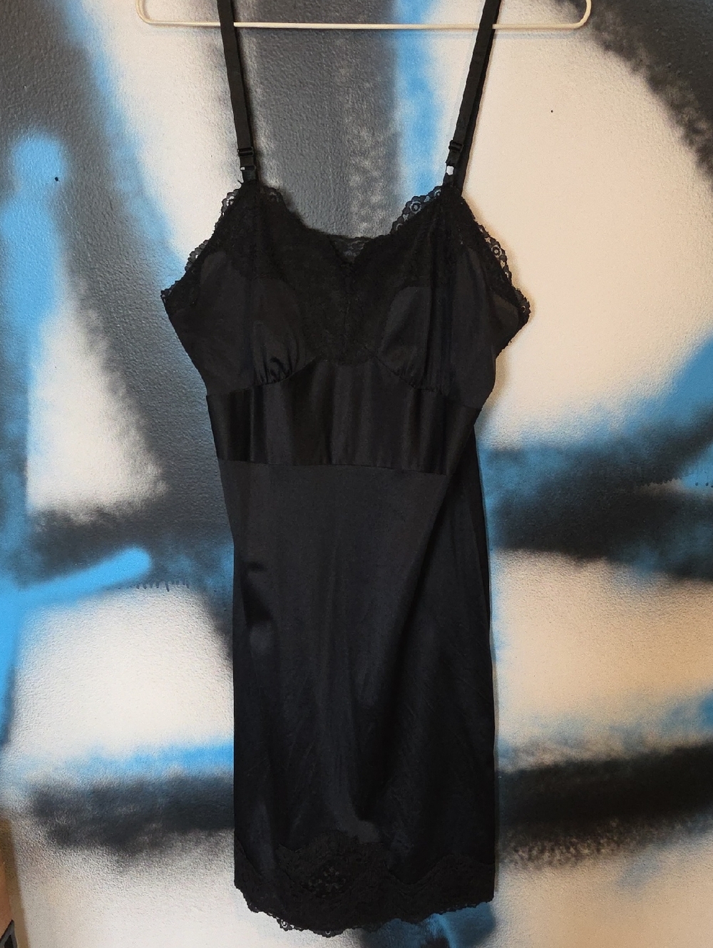 Vintage Black Lace-Trim Infidelle Slip ...1950's